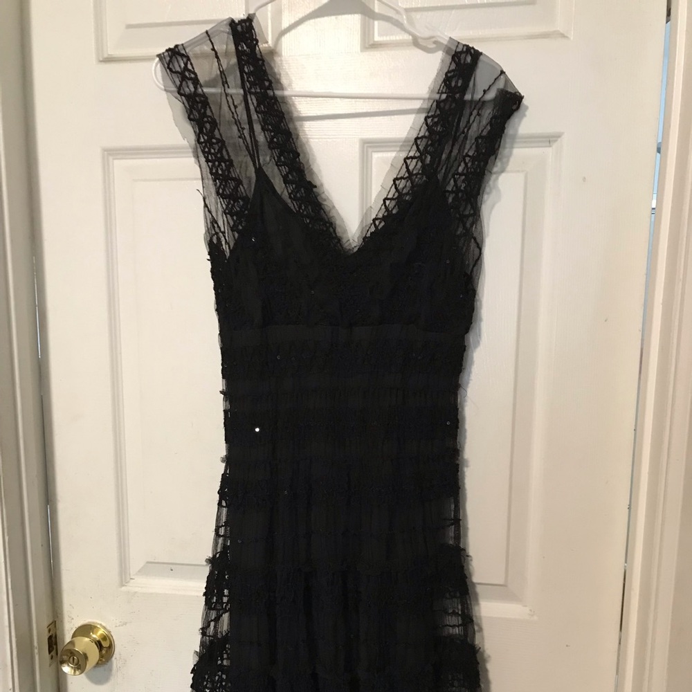 Black lace ankle length dress